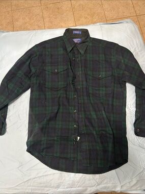 Pendleton Dark Green & Navy Plaid Lightweight Shirt Jacket